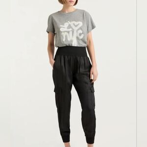 Cinq A Sept Giles Black Jogger Cargo Pants Medium Office Casual High Rise